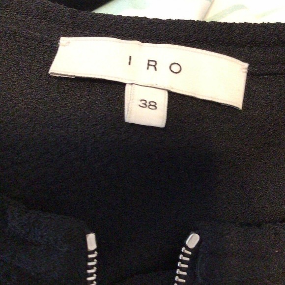 IRO Bret Crepe Half Zip Laser Cut Top Black 3/4 Sleeve 38 / 6 - Picture 7 of 9